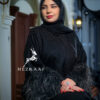 عباية كريب ياباني مع ريش خفيف اللمعان
